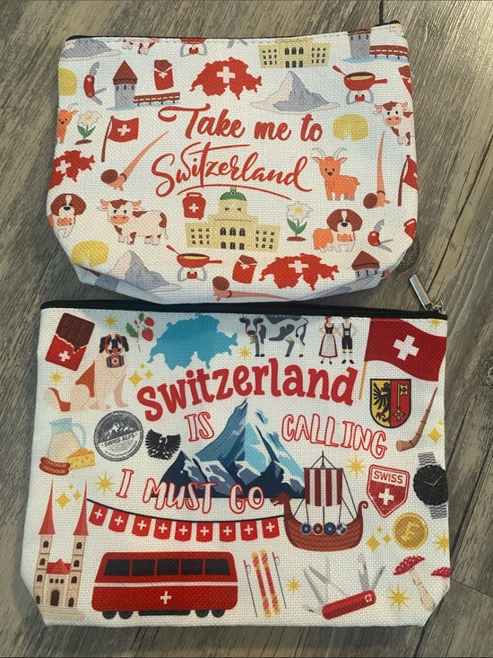 Switzerland Handbags - Switzerland Travel Cosmetic Bag Souvenir Take Me To Switzerland Zipper Pouch